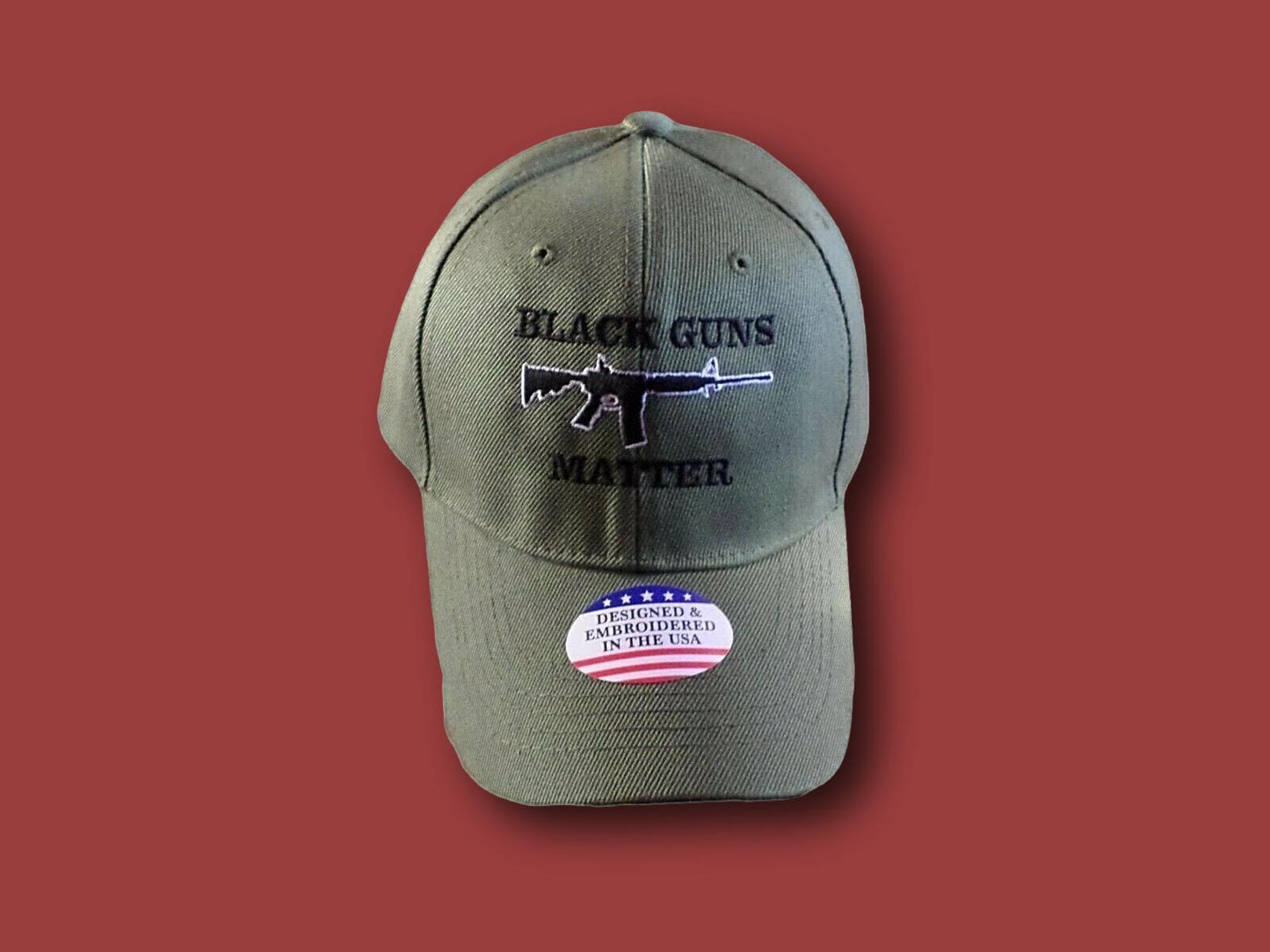 BLACK GUNS MATTER 6 PANEL CAP EMBROIDERED HAT 2nd AMENDMENT OD GREEN