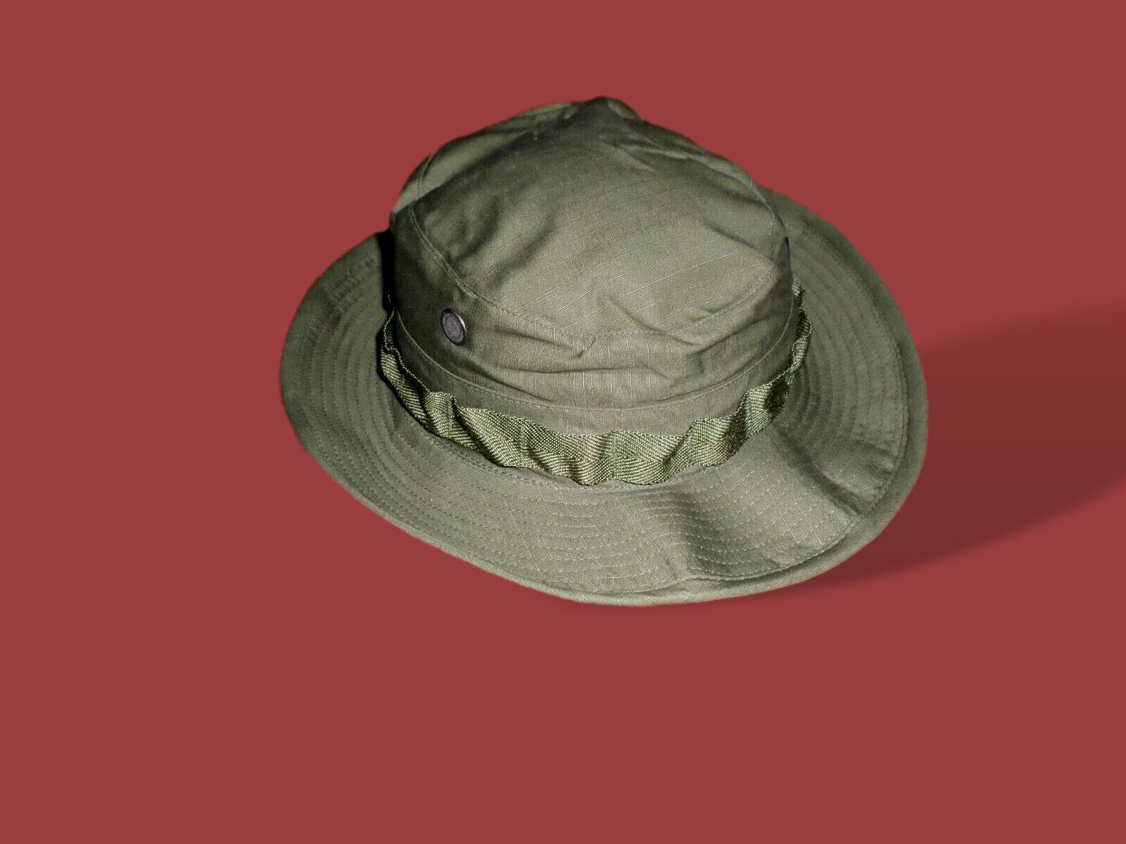 MILITARY VIETNAM BOONIE RIP-STOP JUNGLE HAT WITH NET OD GREEN 1969