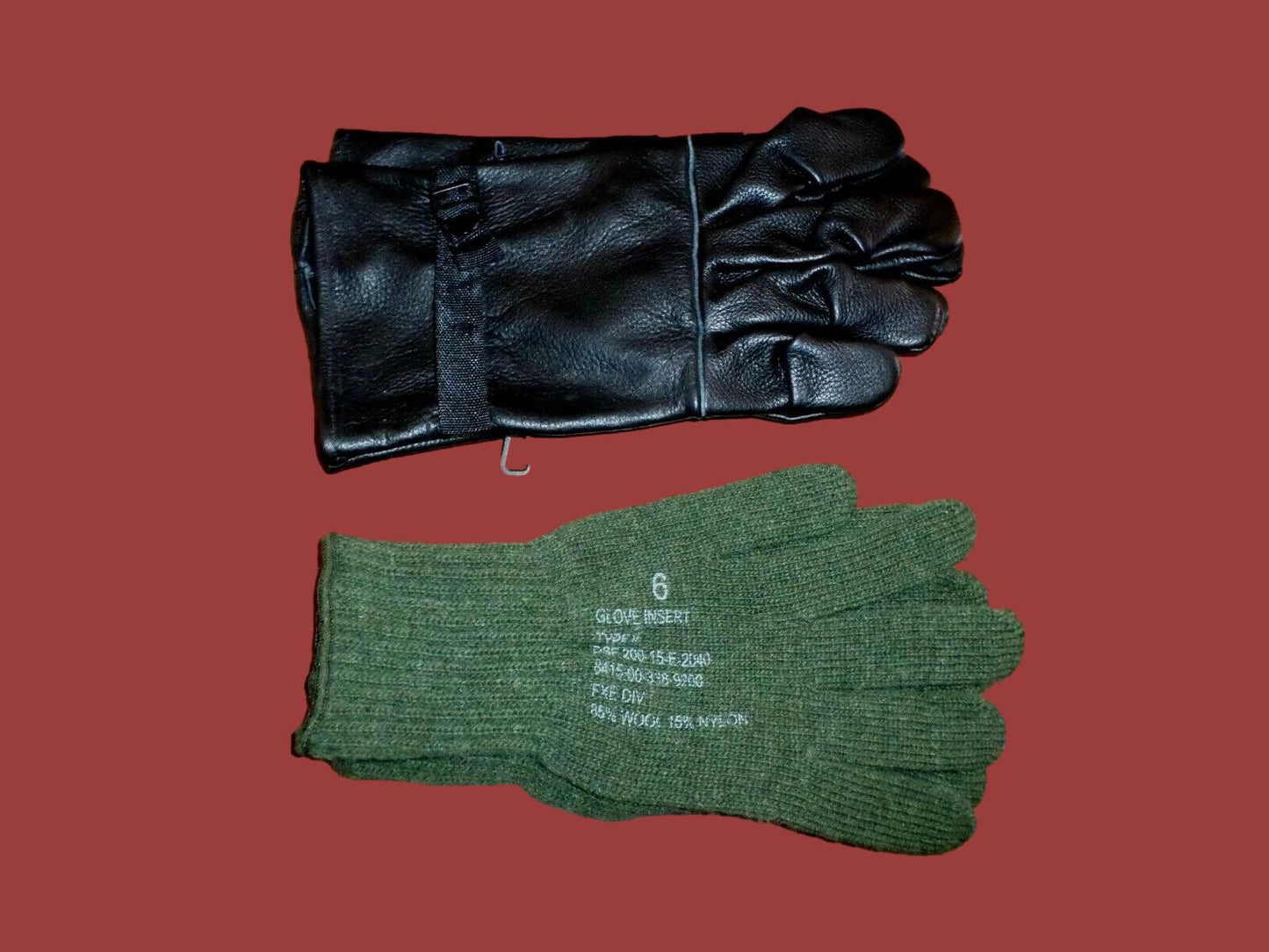 U.S MILITARY STYLE D-3A LEATHER GLOVES COLD WET WEATHER SIZE 6 X- LARGE W/LINER