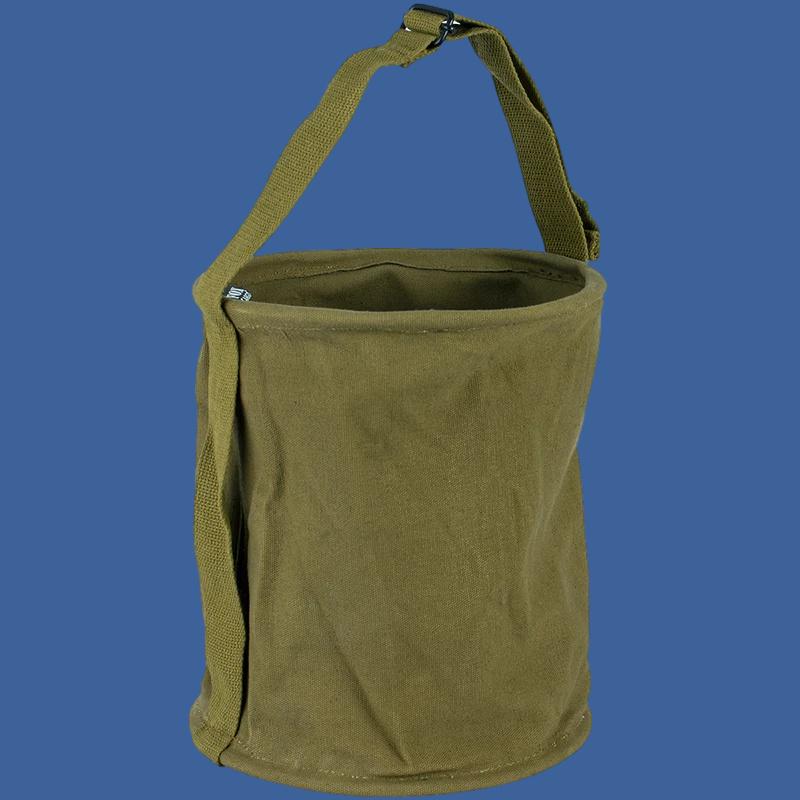 COLLAPSIBLE CANVAS WATER BUCKET 2 GALLON PAIL WITH CARRY HANDLES OD GREEN