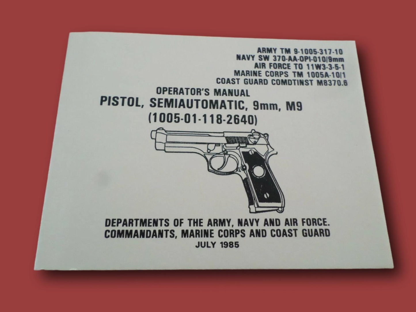 U.S ARMY BERETTA TAURUS HANDBOOK 92F TM PISTOL OPERATORS MAINTENANCE INSTRUCTION