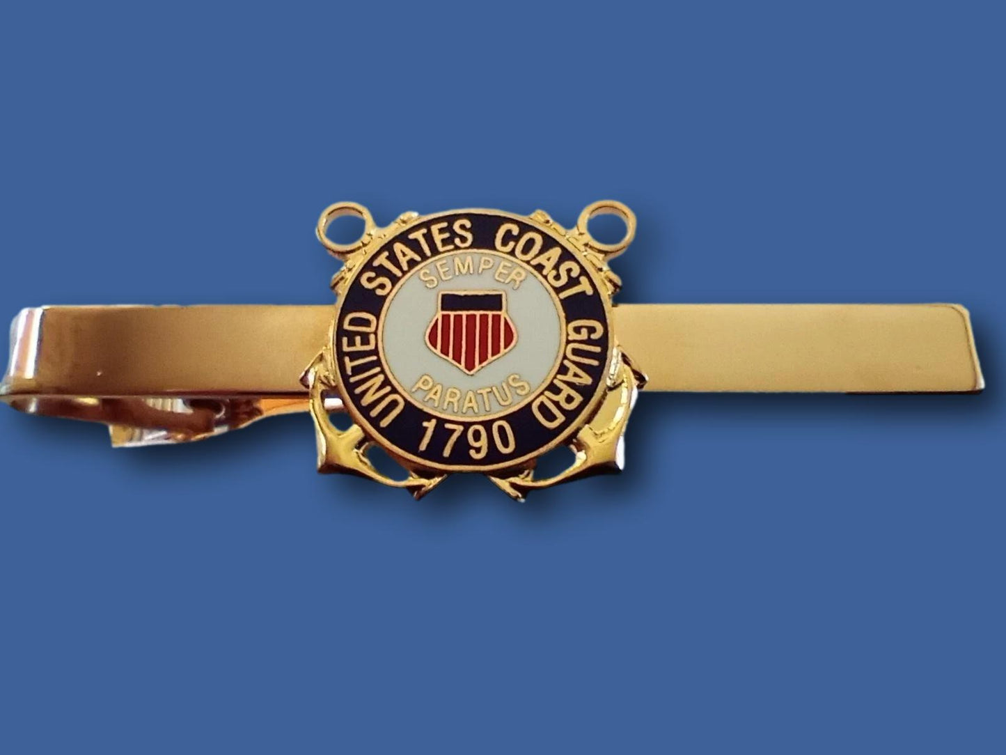 U.S COAST GUARD TIE BAR TIE TAC  CLIP ON STYLE  U.S.A MADE SEMPER PARATUS
