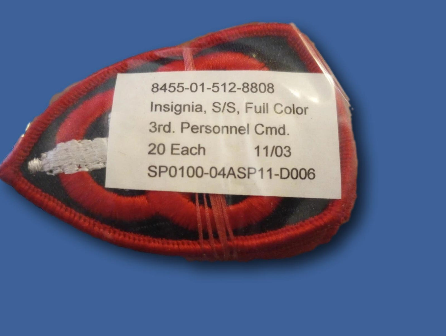 U.S ARMY 3RD PERSONNEL COMMAND ARM SLEEVE PATCH CLASS A FULL COLOR 2"X3" NEW