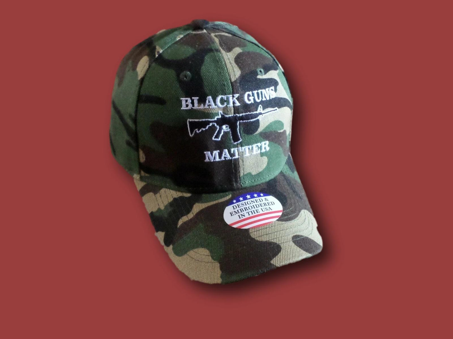 BLACK GUNS MATTER 6 PANEL CAP EMBROIDERED HAT CAMOUFLAGE 2nd AMENDMENT
