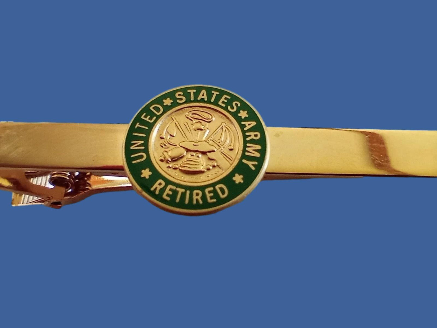 U.S MILITARY ARMY RETIRED TIE BAR OR TIE TAC CLIP ON TYPE U.S.A MADE U.S ARMY