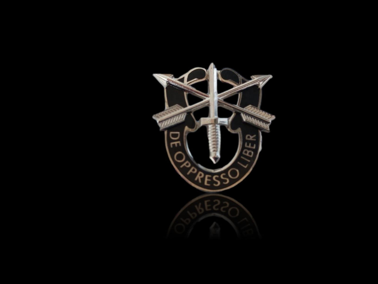 U.S MILITARY ARMY SPECIAL FORCES HAT PIN DE OPPRESSO LIBER FLASH BERET CAP PIN