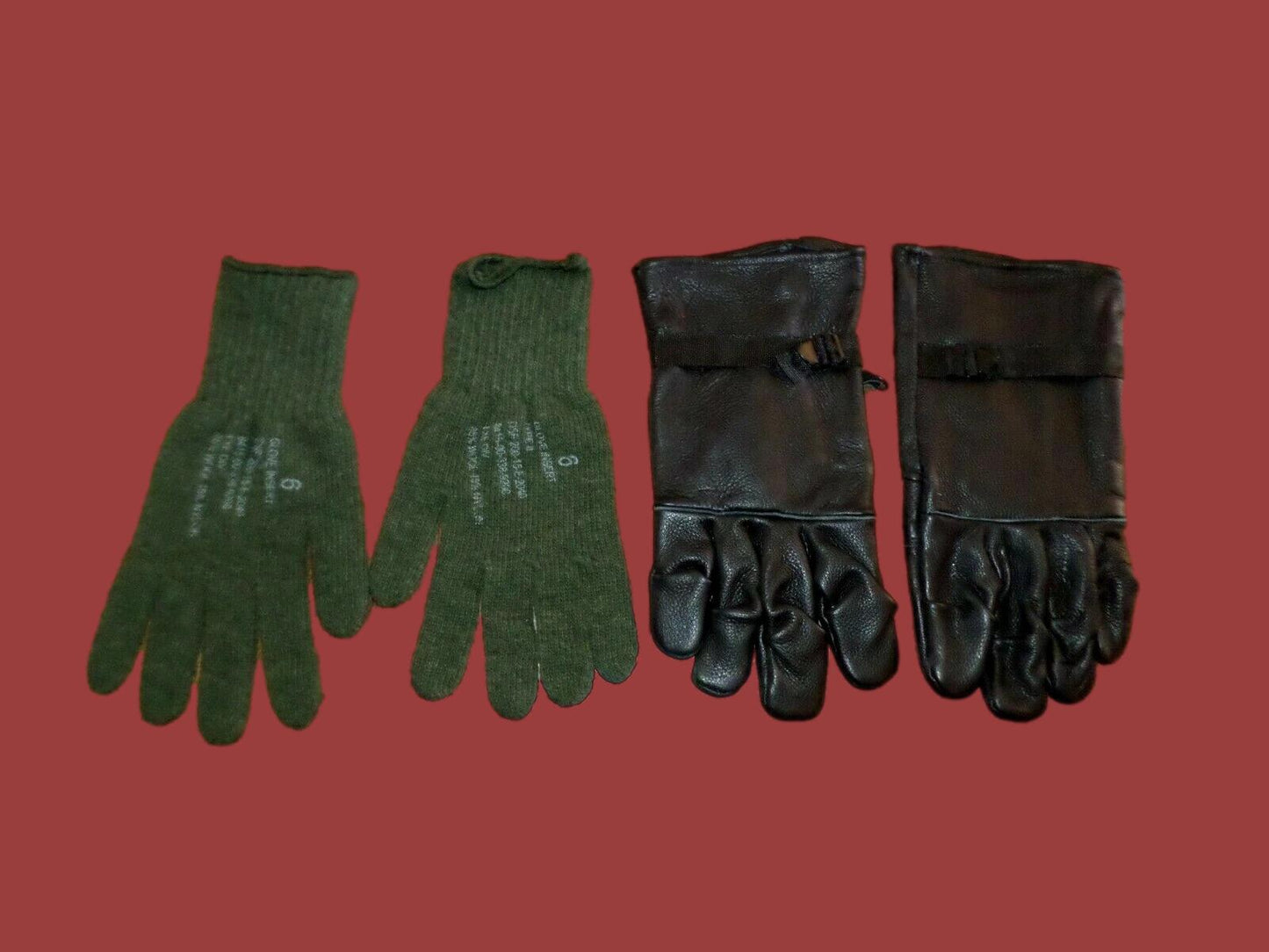 U.S MILITARY STYLE D-3A LEATHER GLOVES COLD WET WEATHER SIZE 6 X- LARGE W/LINER