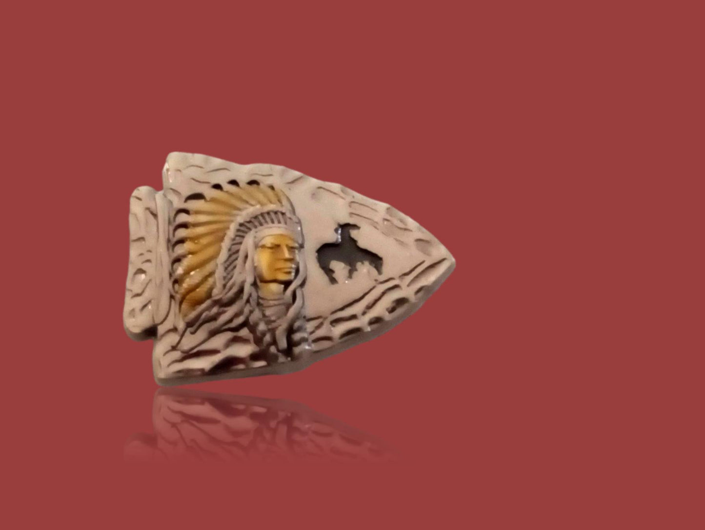 Native American Chief Arrow Head Lapel Pin Tie Tac Hat Pin Double Post Back