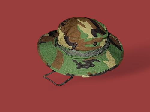 U.S Military Woodland Camouflage Boonie Hat Type II Sun Hot Weather U.S.A Made