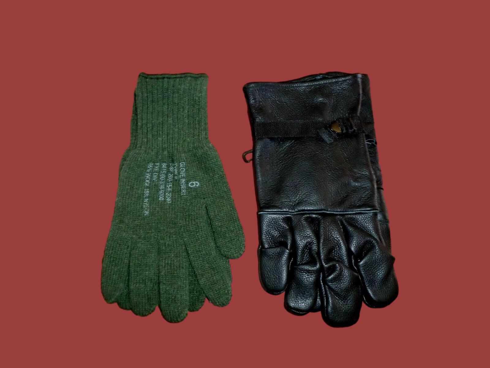 U.S MILITARY STYLE D-3A LEATHER GLOVES COLD WET WEATHER SIZE 6 X