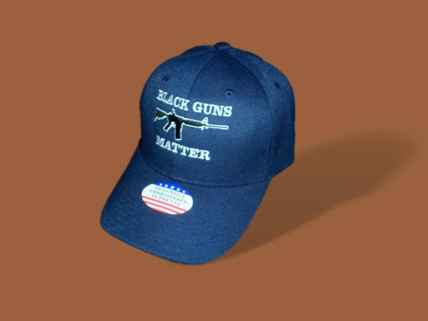 BLACK GUNS MATTER 6 PANEL CAP EMBROIDERED HAT 2nd AMENDMENT NAVY BLUE