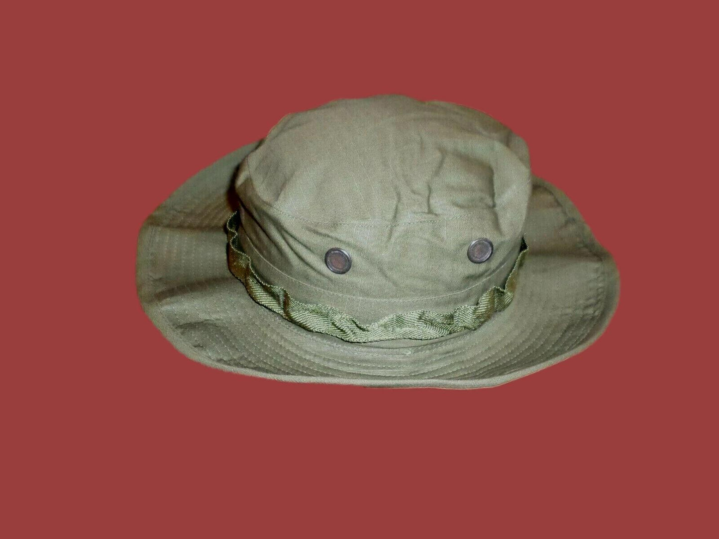 MILITARY VIETNAM BOONIE RIP-STOP JUNGLE HAT WITH NET OD GREEN 1969 NEW UNISSUED