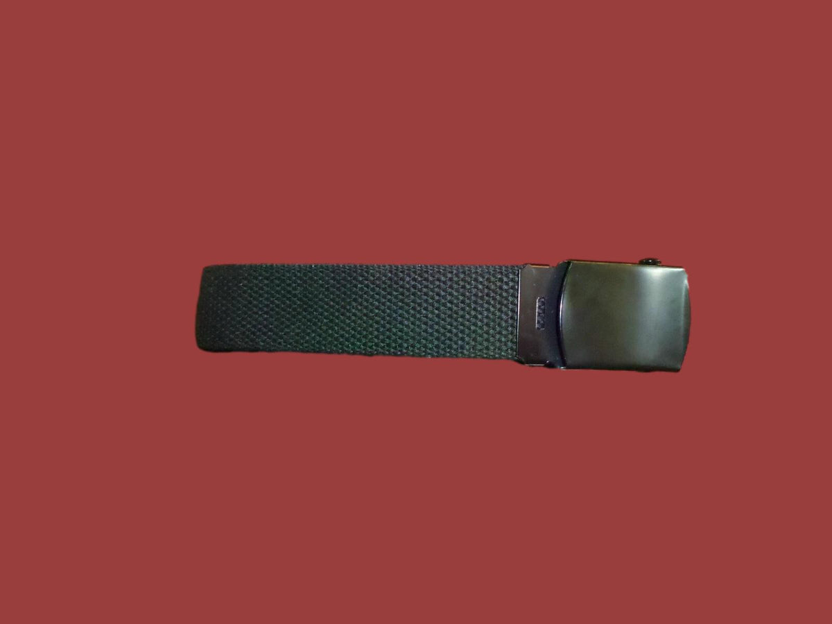 US MILITARY GRADE BLACK WEB BELT WITH BLACK BUCKLE 54 INCHES USA MADE HEAVY WEB