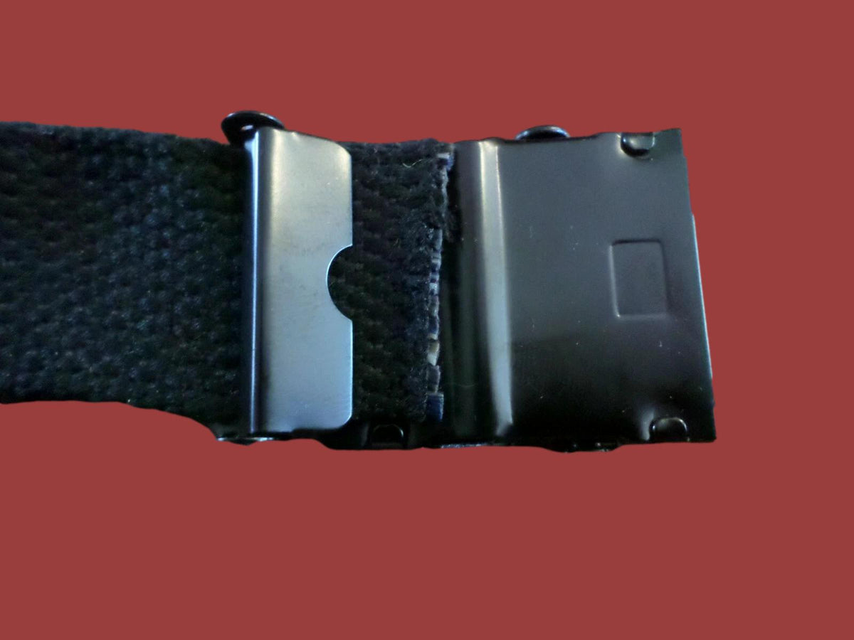 US MILITARY GRADE BLACK WEB BELT WITH BLACK BUCKLE 54 INCHES USA MADE HEAVY WEB
