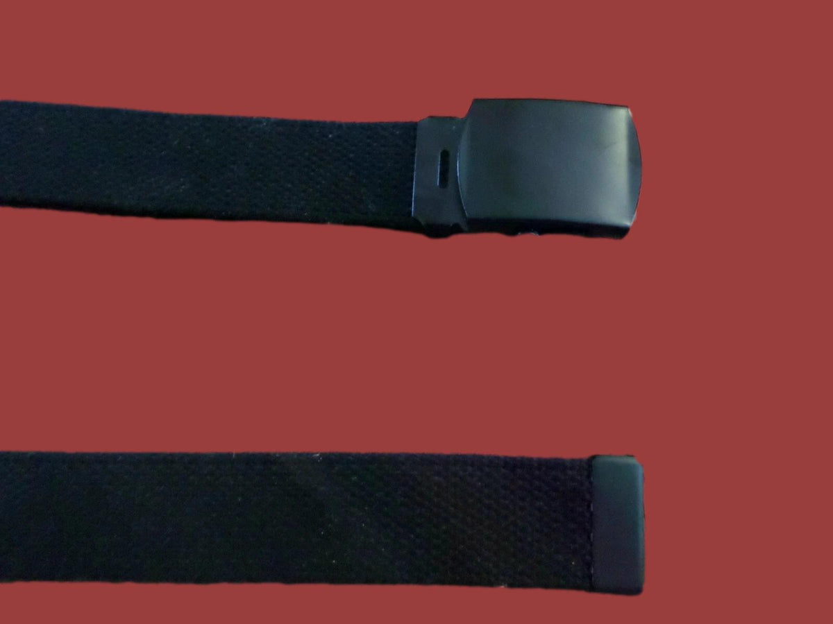 US MILITARY GRADE BLACK WEB BELT WITH BLACK BUCKLE 54 INCHES USA MADE HEAVY WEB