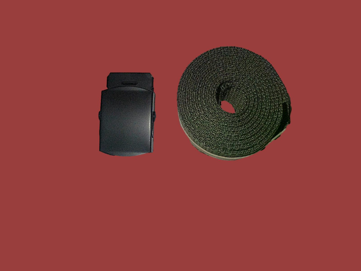 US MILITARY GRADE OD GREEN HEAVY WEB BELT WITH BLACK BUCKLE 54 INCHES USA MADE