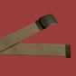 US MILITARY GRADE KHAKI WEB BELT WITH BLACK BUCKLE 54 INCHES USA MADE HEAVY WEB