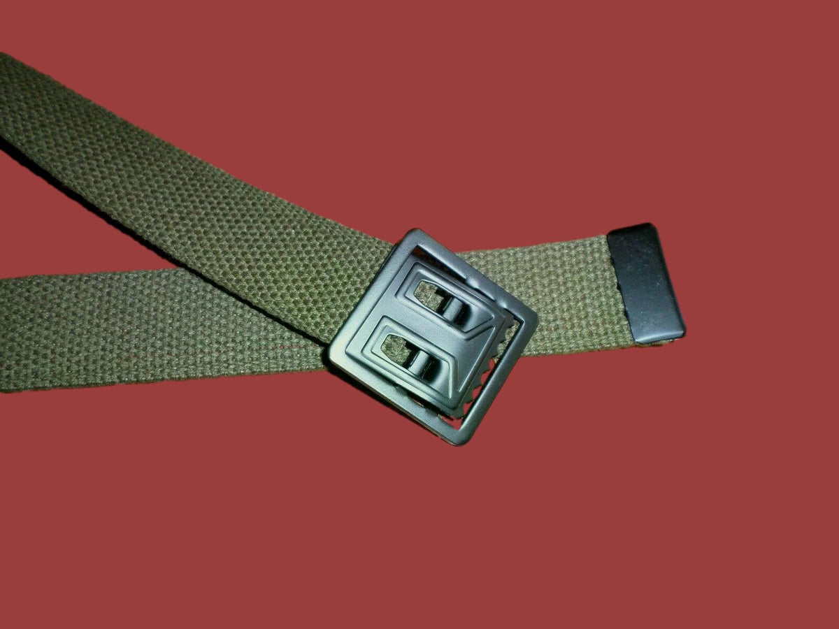 US MILITARY GRADE OD GREEN HEAVY WEB BELT WITH BLACK BUCKLE 54" INCHES USA MADE
