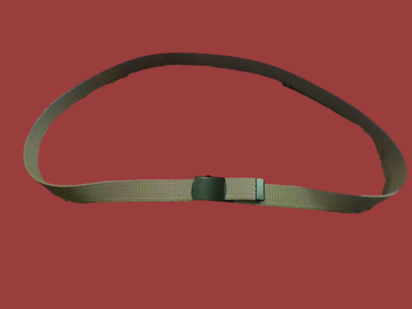 US MILITARY GRADE KHAKI WEB BELT WITH BLACK BUCKLE 54 INCHES USA MADE HEAVY WEB