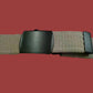 US MILITARY GRADE KHAKI WEB BELT WITH BLACK BUCKLE 54 INCHES USA MADE HEAVY WEB
