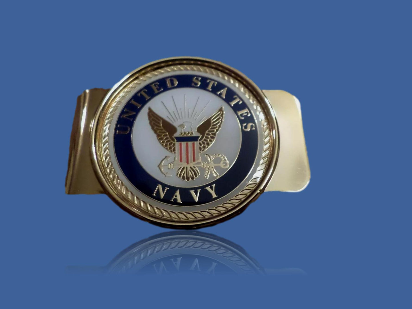 U.S MILITARY NAVY MONEY CLIP BRASS CONSTRUCTION OFFICIAL NAVY PRODUCT