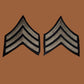 ORIGINAL U.S ARMY WWII SERGEANT STRIPES SILVER ON BLACK TWILL PATCHES