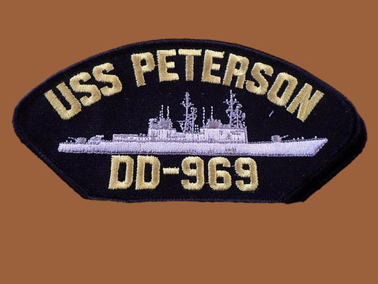 U.S NAVY SHIP HAT PATCH USS PETERSON DD-969 SHIP PATCH HEAT TRANSFER