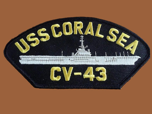 USS CORAL SEA CV-43 U.S NAVY CARRIER SHIP HAT PATCH U.S.A MADE HEAT TRANSFER