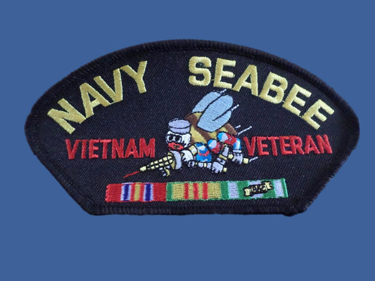 U.S MILITARY NAVY SEABEE VIETNAM VETERAN HAT PATCH  3" X 5"