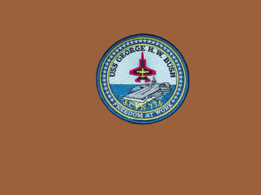 U.S MILITARY NAVY PATCH USS GEORGE H.W. BUSH CVN-77 CARRIER SHIP 4" X 4"