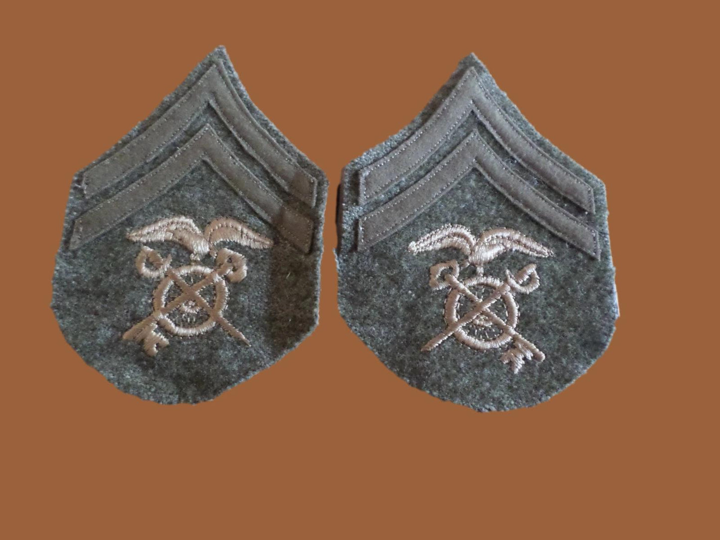 U.S MILITARY WWI CORPORAL PATCHES QUARTERMASTER 1 PAIR 2 PATCHES