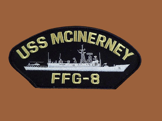 USS MCINERNEY FFG-8 U.S NAVY SHIP HAT PATCH U.S.A MADE HEAT TRANSFER