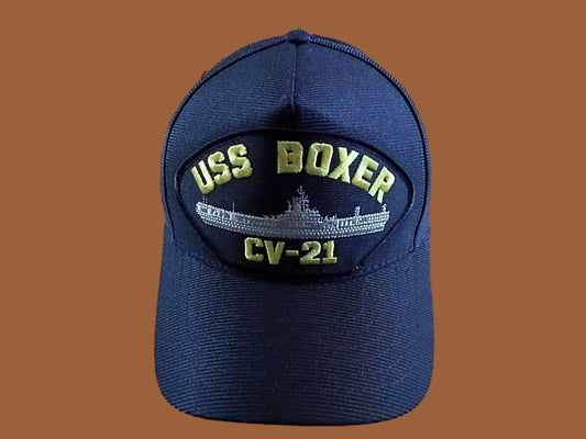 USS BOXER CV-21 NAVY SHIP HAT U.S MILITARY OFFICIAL BALL CAP U.S.A MADE