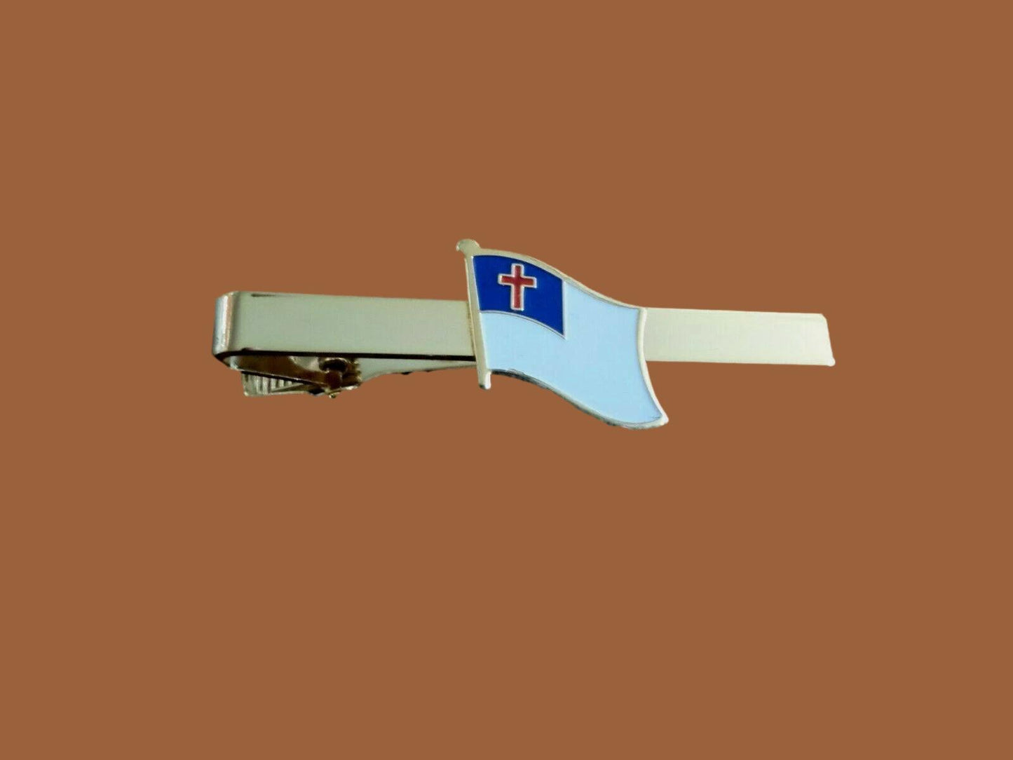 CHRISTIAN FLAG TIE BAR TIE TAC RELIGIOUS INSPIRATIONAL U.S.A MADE