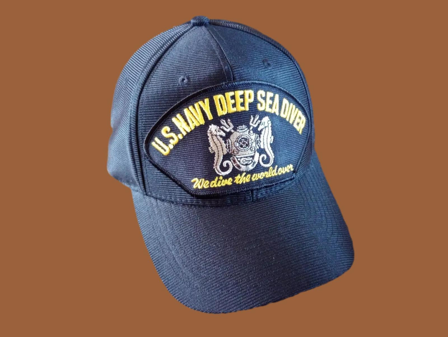 U.S NAVY DEEP SEA DIVER HAT WE DIVE THE WORLD OVER OFFICIAL BALL CAP U.S.A. MADE
