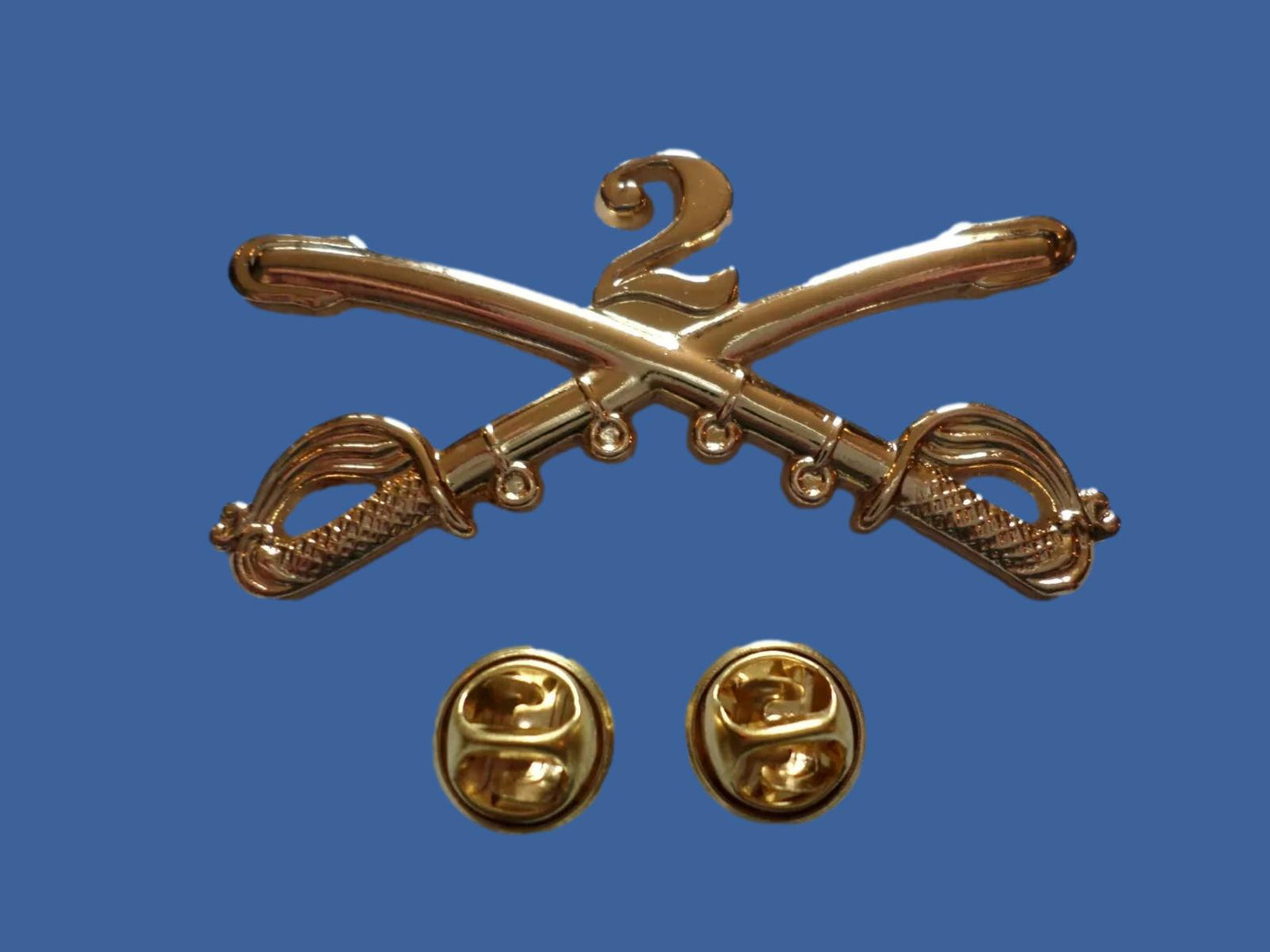 2nd CAVALRY SWORDS SABERS  MILITARY HAT PIN 2nd CAVALRY REGIMENT BADGE
