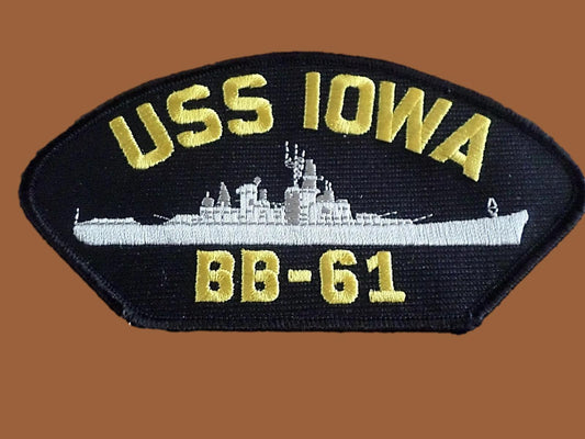 USS IOWA BB-61 U.S NAVY SHIP HAT PATCH U.S.A MADE HEAT TRANSFER