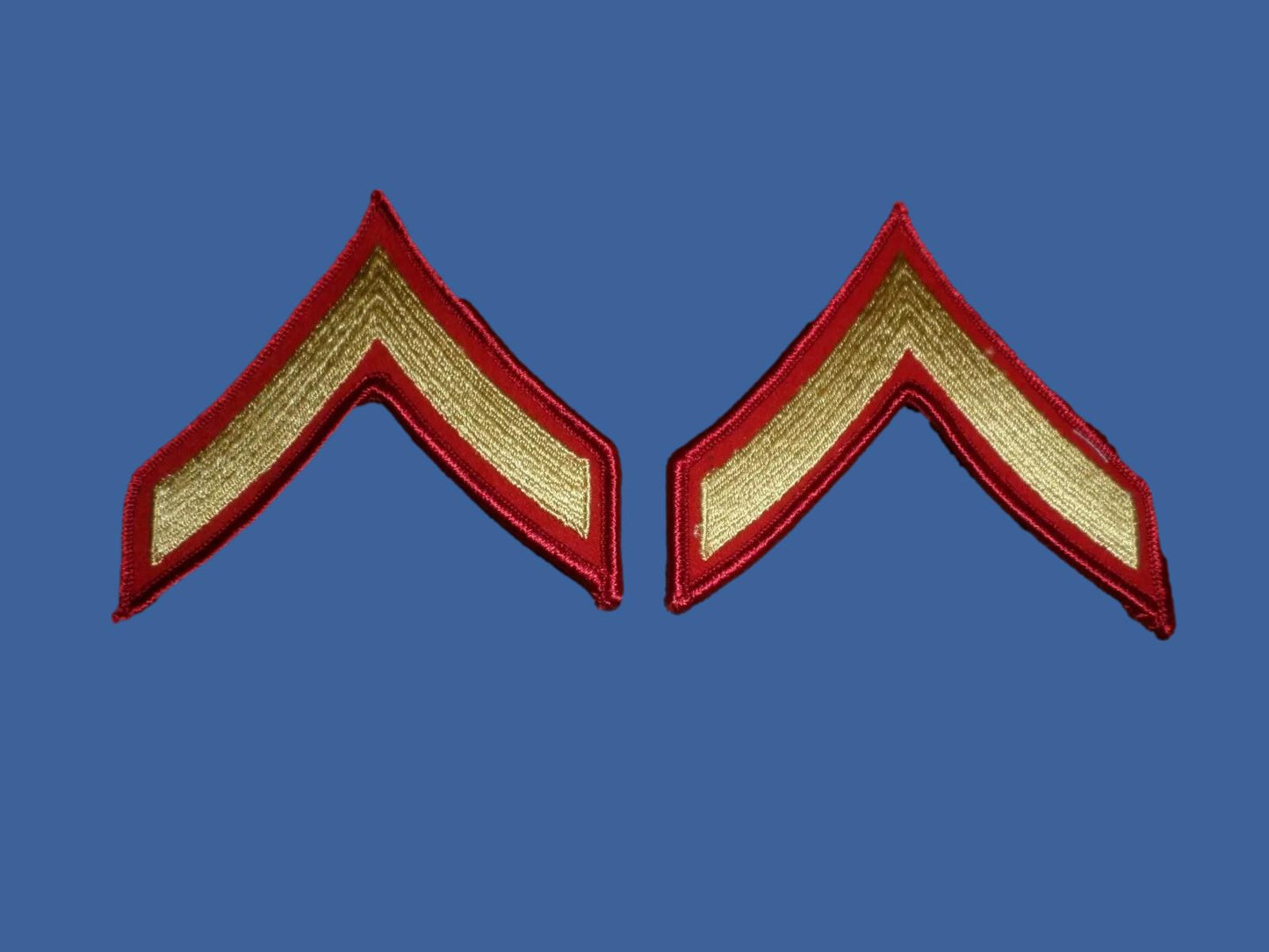 MARINE CORPS PRIVATE FIRST CLASS SHOULDER PATCHES DRESS BLUES UNIFORM CHEVRON