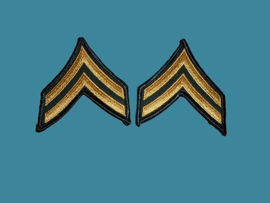 U.S MILITARY CORPORAL STRIPES VIETNAM ERA FULL COLOR WITH MERROWED EDGE