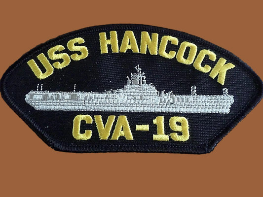 USS HANCOCK CVA-19 U.S NAVY CARRIER SHIP HAT PATCH U.S.A MADE HEAT TRANSFER