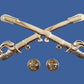 U.S CIVIL WAR CAVALRY CROSS SABERS CROSS SWORDS LARGE KEPI HAT BADGE