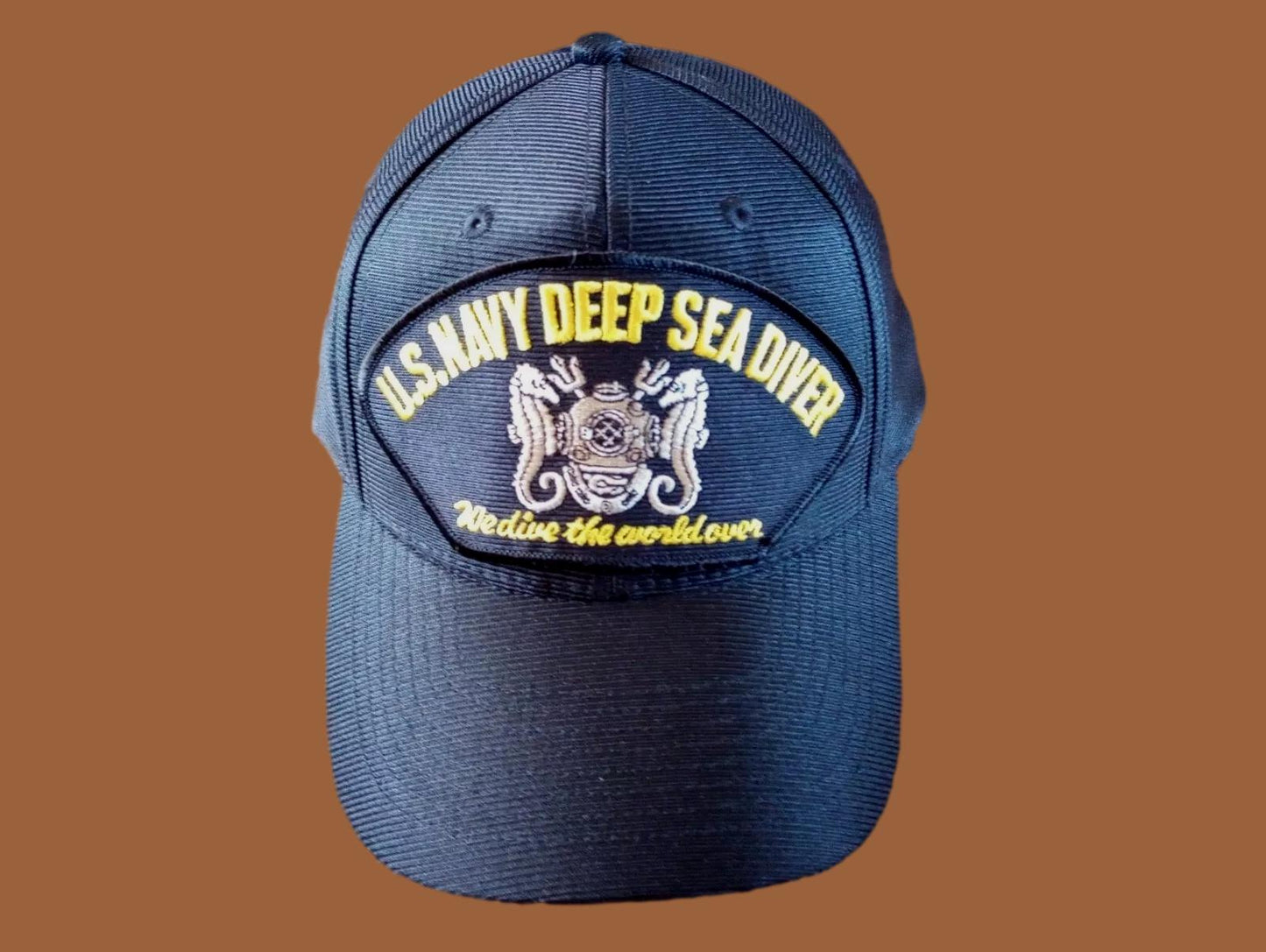 U.S NAVY DEEP SEA DIVER HAT WE DIVE THE WORLD OVER OFFICIAL BALL CAP U.S.A. MADE