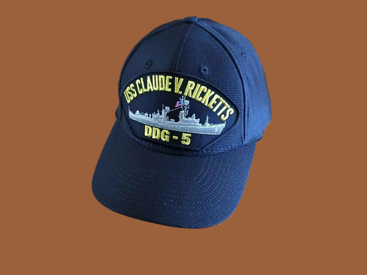 USS CLAUDE RICKETTS DDG-5 U.S NAVY SHIP HAT OFFICIAL MILITARY BALL CAP USA MADE