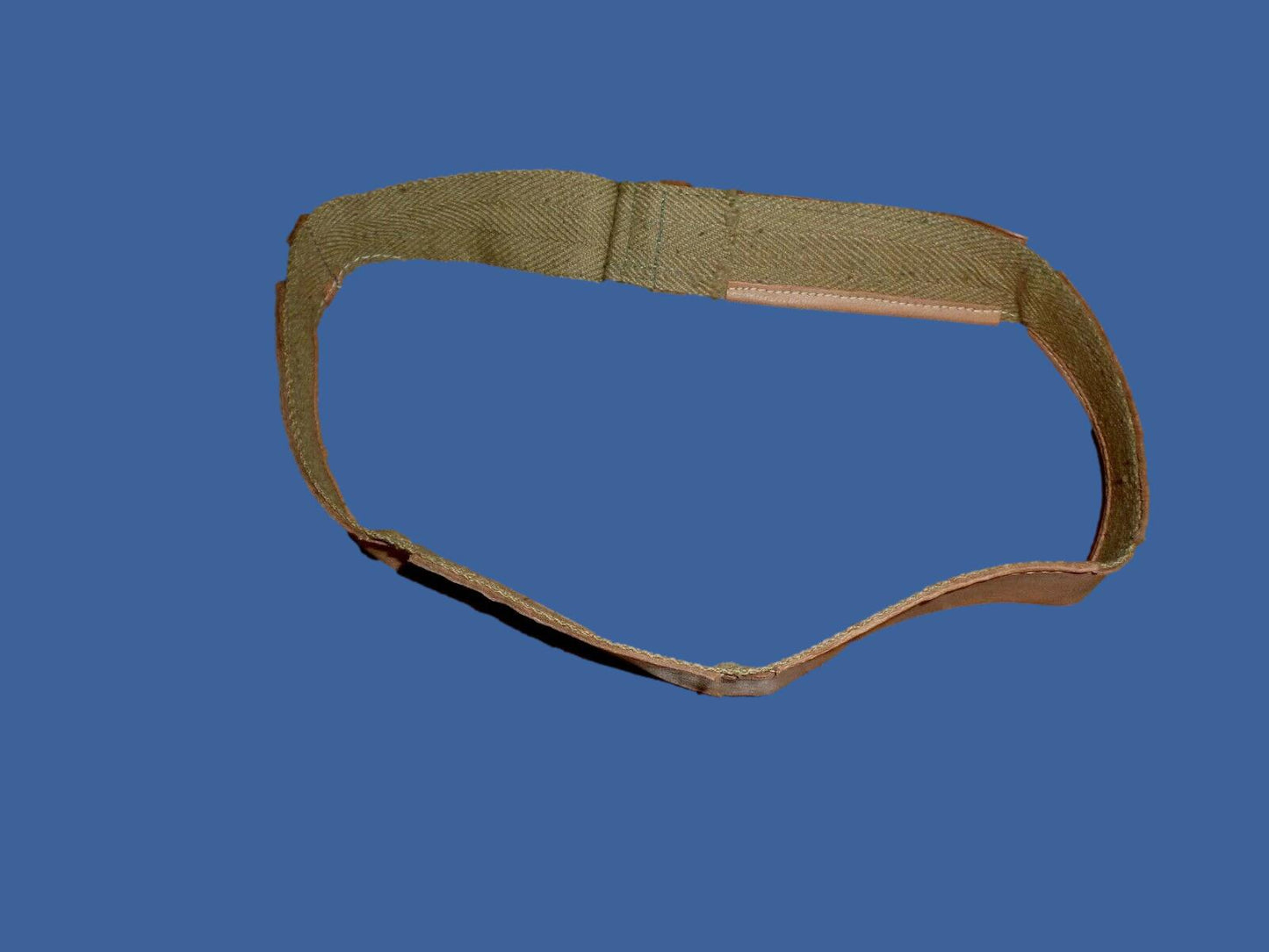 VINTAGE LEATHER SWEATBAND M1 HELMET LINER ADJUSTABLE KHAKI COTTON WEB