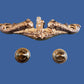 U.S MILITARY NAVY GOLD SUBMARINE PIN BADGE OFFICERS DOUBLE CLUTCH BACK METAL