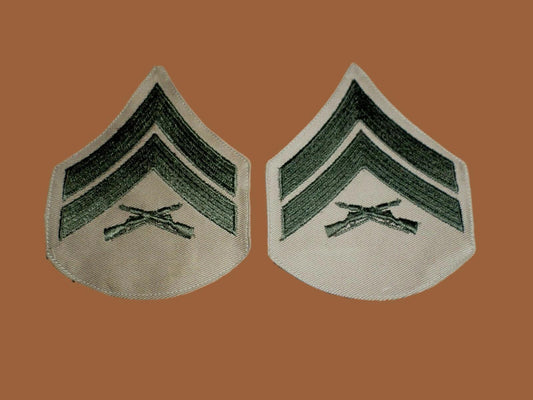 MARINE CORPS CORPORAL SHOULDER PATCHES SERVICE KHAKI UNIFORM CHEVRON