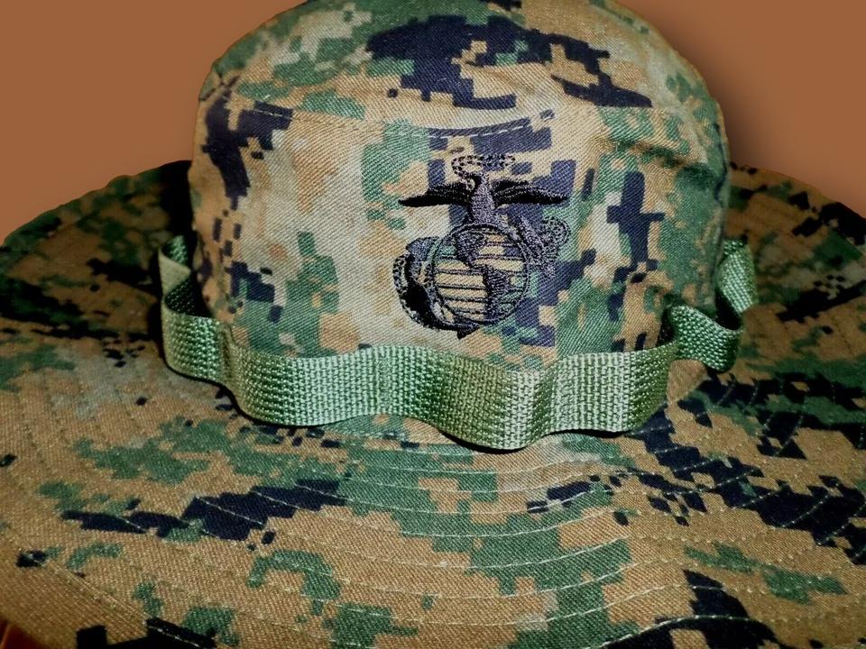 MARINE CORPS BOONIE HAT USMC DIGITAL WOODLAND MARPAT CAMOUFLAGE LARGE 7.5 USA