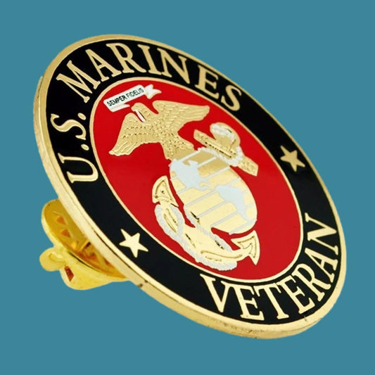 U.S MILITARY MARINE CORPS VETERAN LARGE HAT PIN USMC ROUND LOGO EGA LAPEL PIN