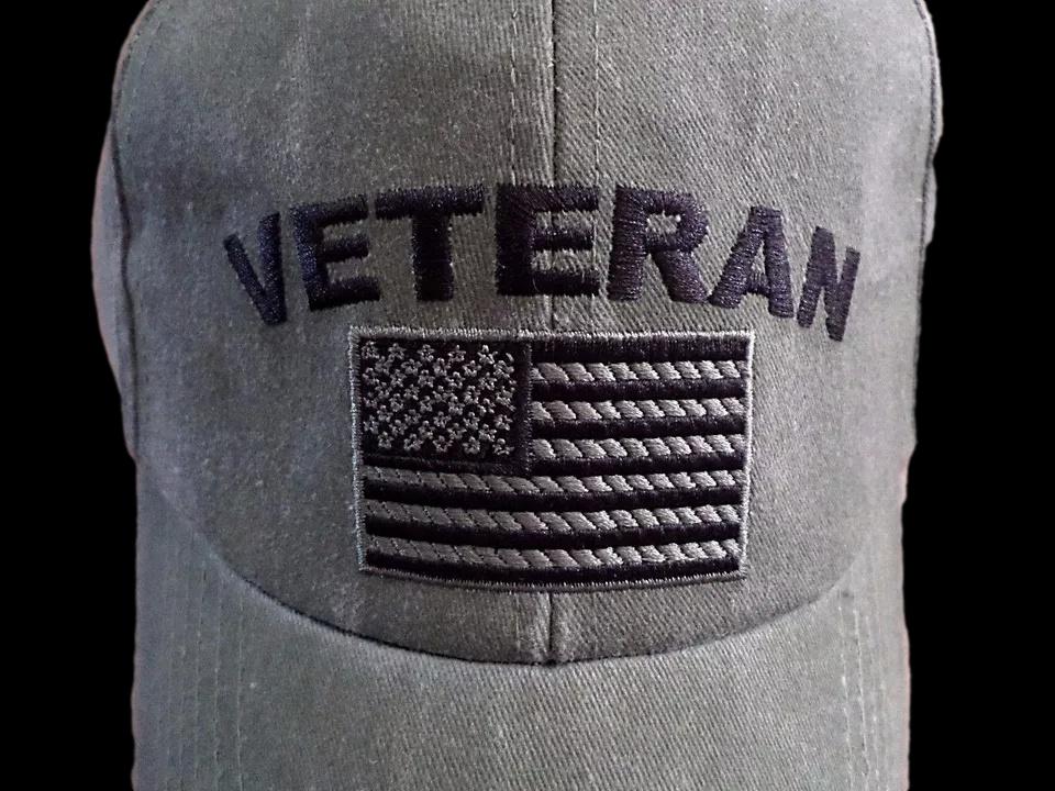 U.S MILITARY VETERAN HAT U.S AMERICAN FLAG EMBROIDERED BALL CAP STONEWASHED