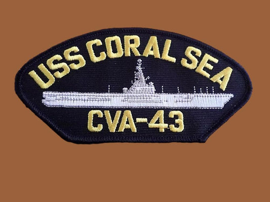 U.S NAVY SHIP HAT PATCH. USS CORAL SEA CVA - 43  NAVY CARRIER HAT PATCH